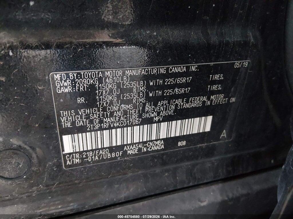 2T3P1RFV4KC017967 2019 TOYOTA RAV4 photo no. 9