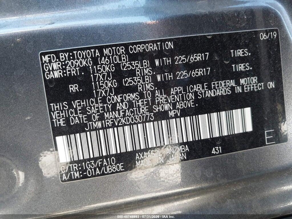 JTMW1RFV2KD030773 2019 TOYOTA RAV4 photo no. 9
