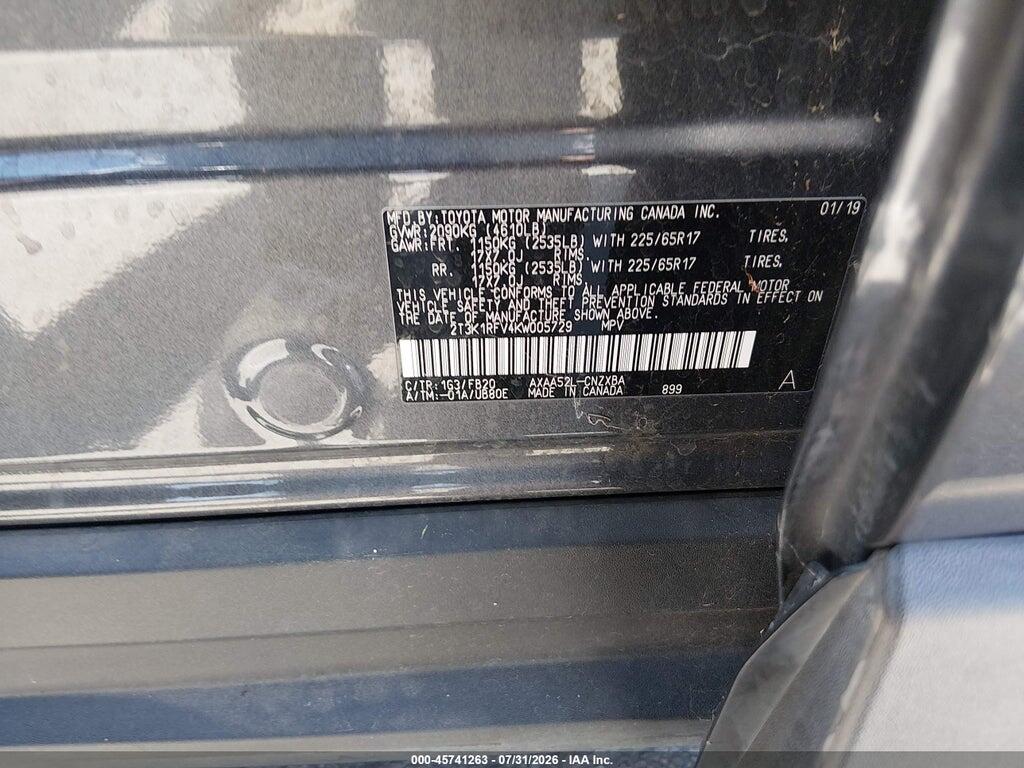 2T3K1RFV4KW005729 2019 TOYOTA RAV4 photo no. 9