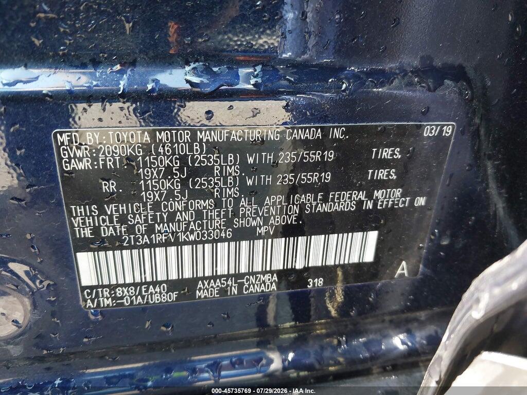 2T3A1RFV1KW033046 2019 TOYOTA RAV4 photo no. 9