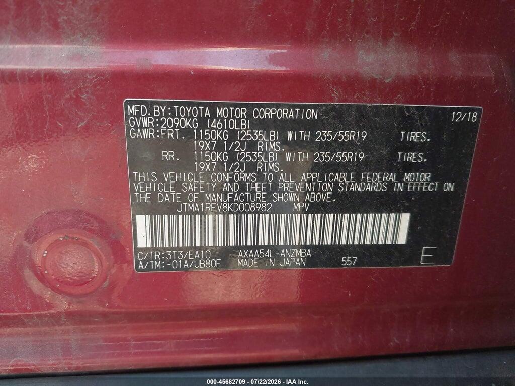 JTMA1RFV8KD008982 2019 TOYOTA RAV4 photo no. 9