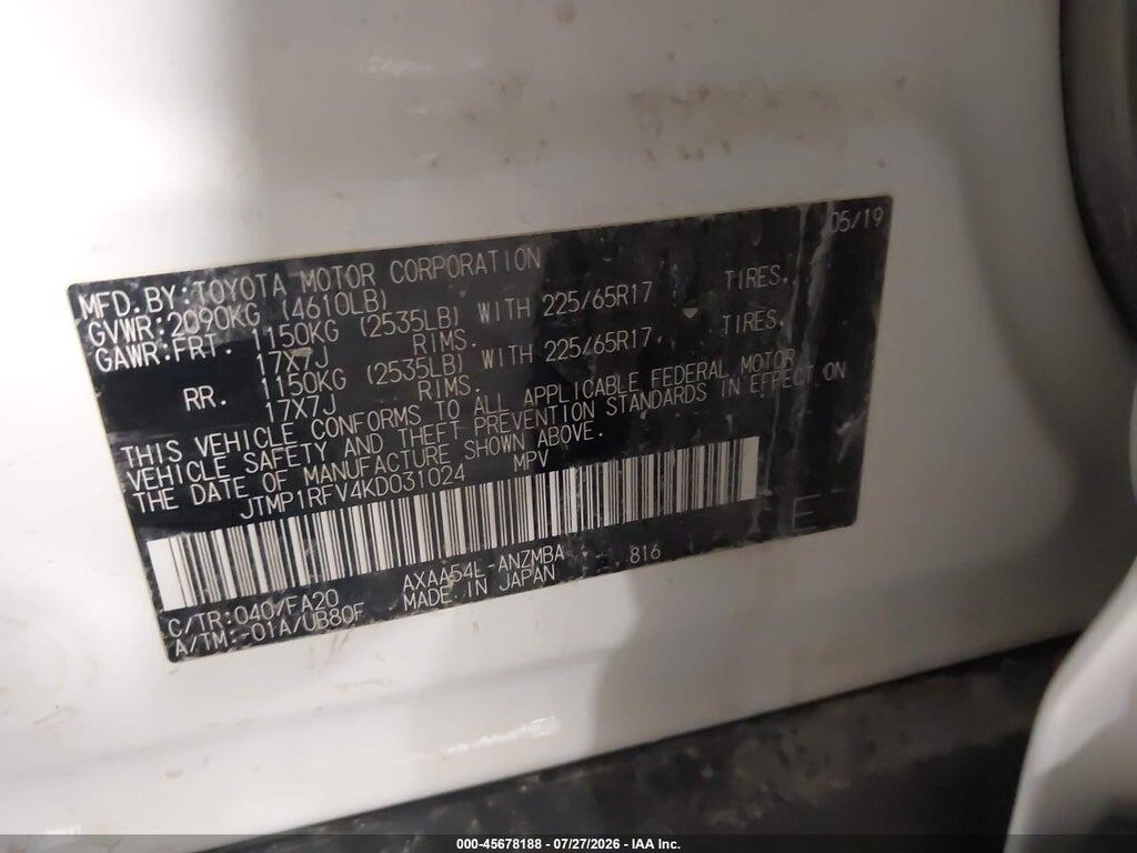 JTMP1RFV4KD031024 2019 TOYOTA RAV4 photo no. 9