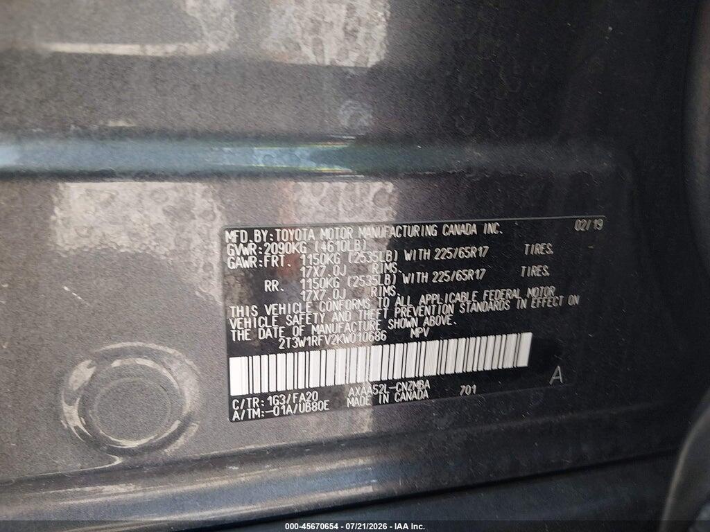 2T3W1RFV2KW010686 2019 TOYOTA RAV4 photo no. 9