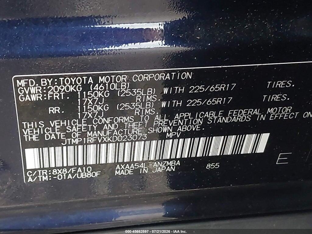 JTMP1RFVXKD023073 2019 TOYOTA RAV4 photo no. 9