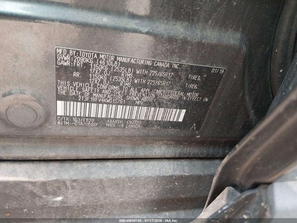 2T3F1RFV4KW015761 2019 TOYOTA RAV4 photo no. 9