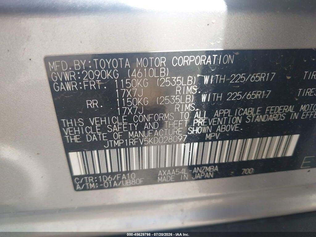 JTMP1RFV5KD028097 2019 TOYOTA RAV4 photo no. 9