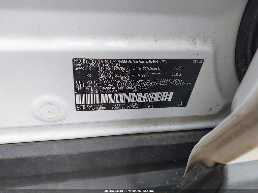 2T3H1RFV3KW046301 2019 TOYOTA RAV4 photo no. 9