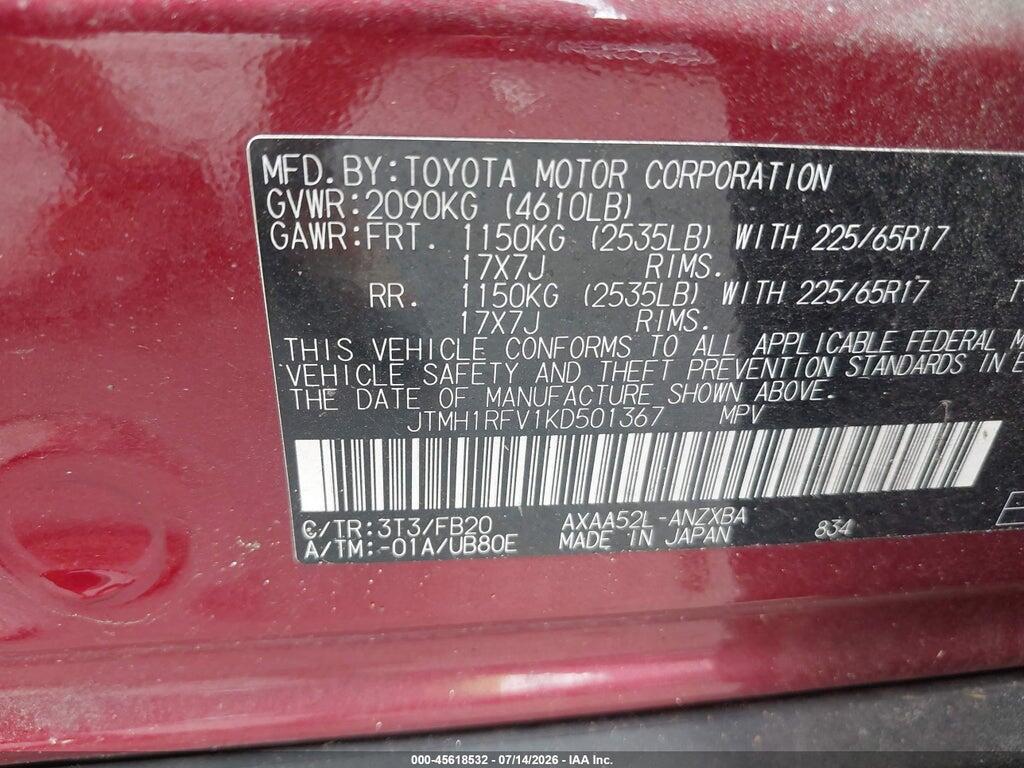 JTMH1RFV1KD501367 2019 TOYOTA RAV4 photo no. 9