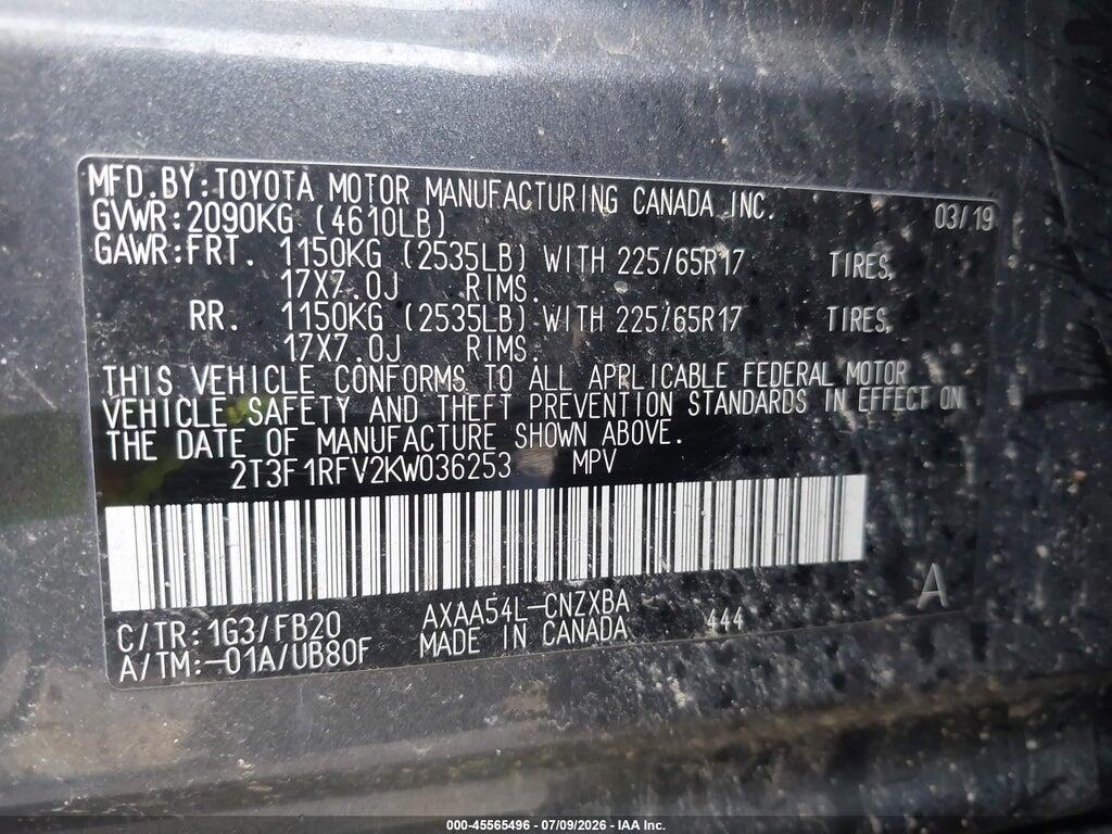2T3F1RFV2KW036253 2019 TOYOTA RAV4 photo no. 9