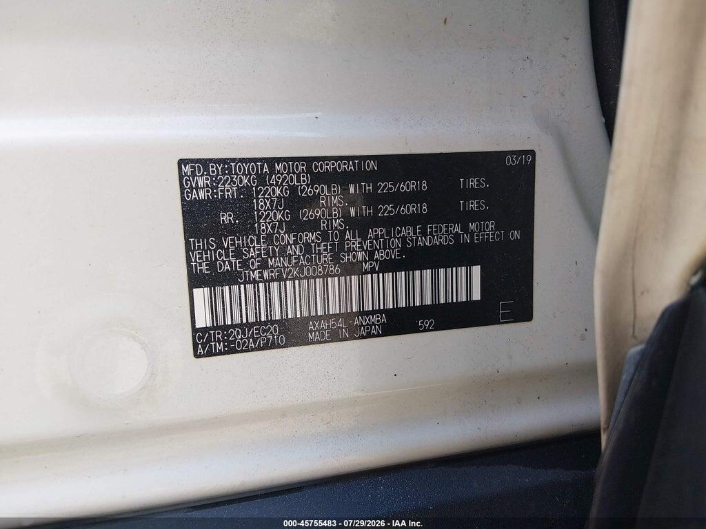 JTMEWRFV2KJ008786 2019 TOYOTA RAV4 HYBRID photo no. 9