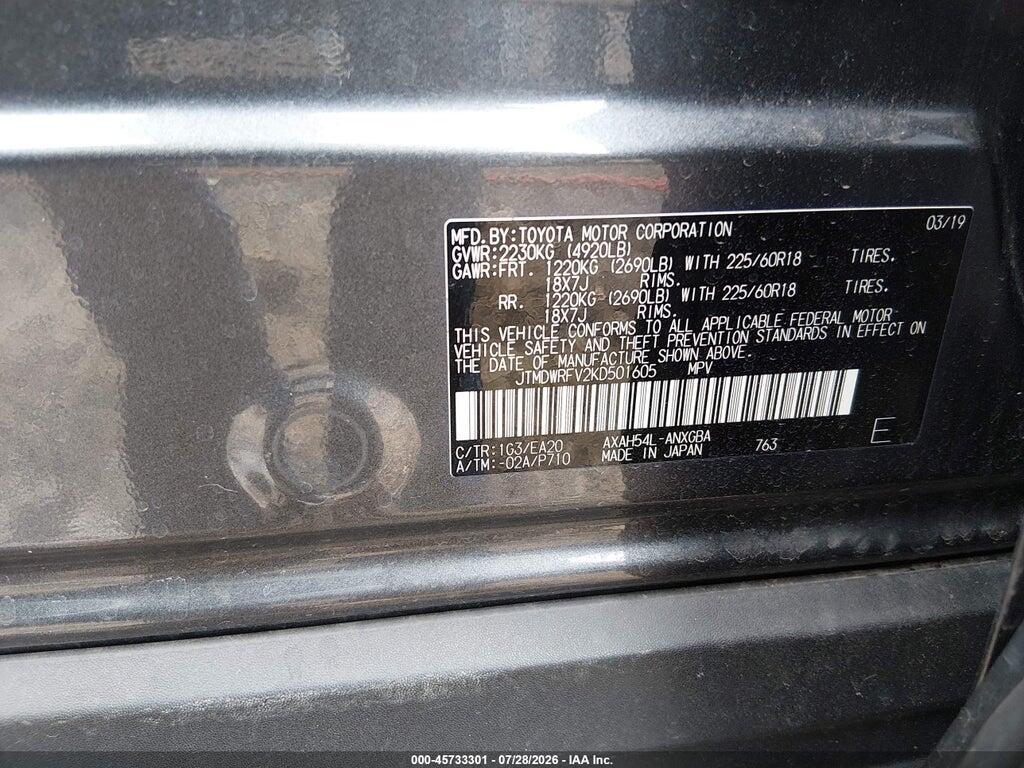 JTMDWRFV2KD501605 2019 TOYOTA RAV4 HYBRID photo no. 9