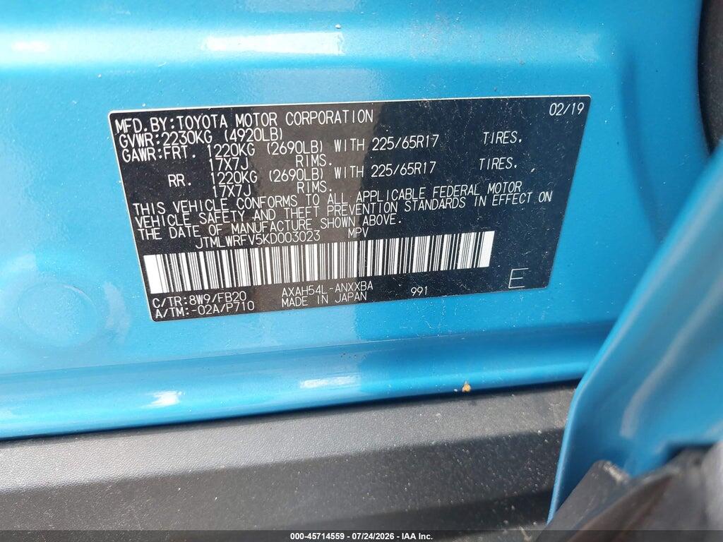 JTMLWRFV5KD003023 2019 TOYOTA RAV4 HYBRID photo no. 9