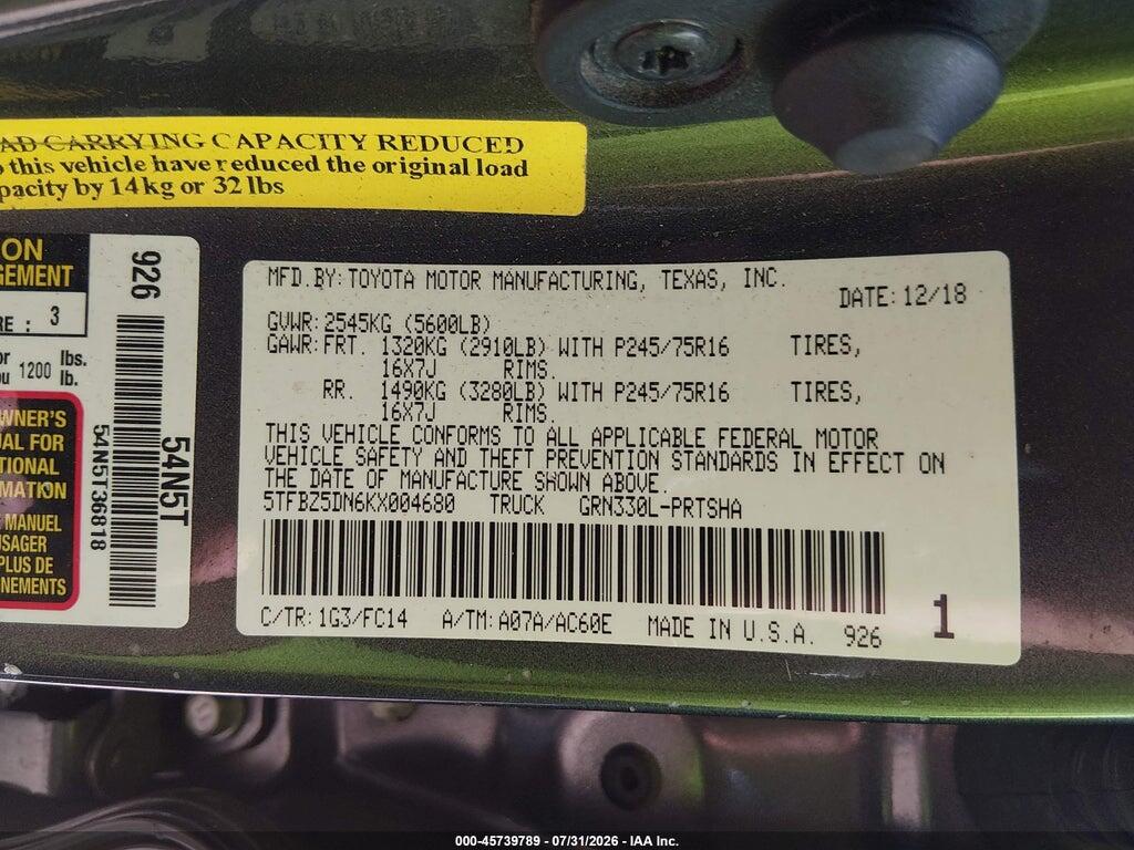5TFBZ5DN6KX004680 2019 TOYOTA TACOMA photo no. 9
