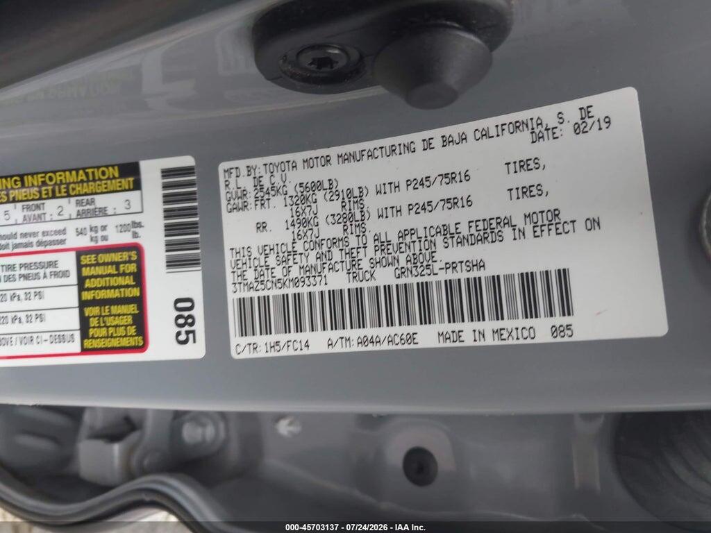 3TMAZ5CN5KM093371 2019 TOYOTA TACOMA photo no. 9