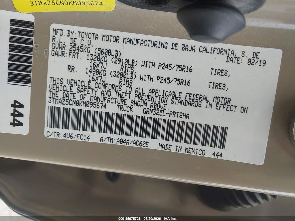 3TMAZ5CN0KM095674 2019 TOYOTA TACOMA photo no. 9