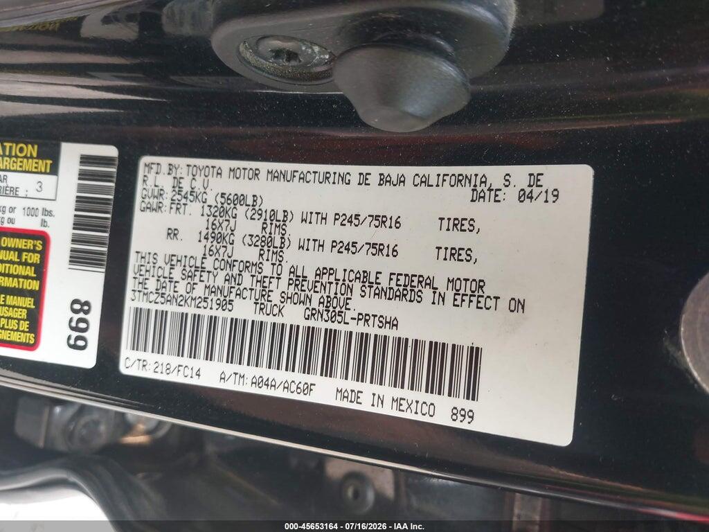 3TMCZ5AN2KM251905 2019 TOYOTA TACOMA photo no. 9