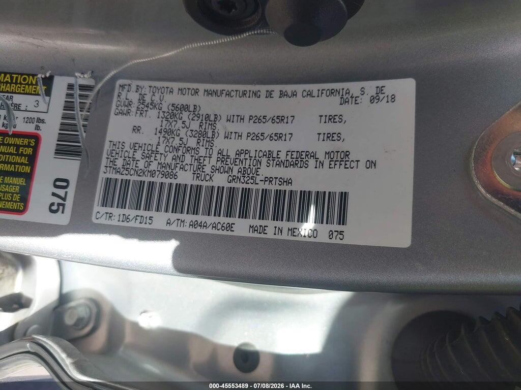 3TMAZ5CN2KM079086 2019 TOYOTA TACOMA photo no. 9