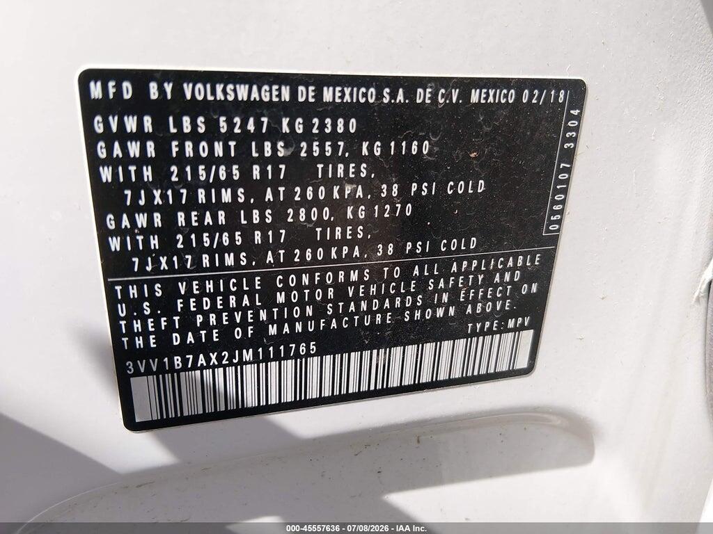 3VV1B7AX2JM111765 2018 VOLKSWAGEN TIGUAN photo no. 9