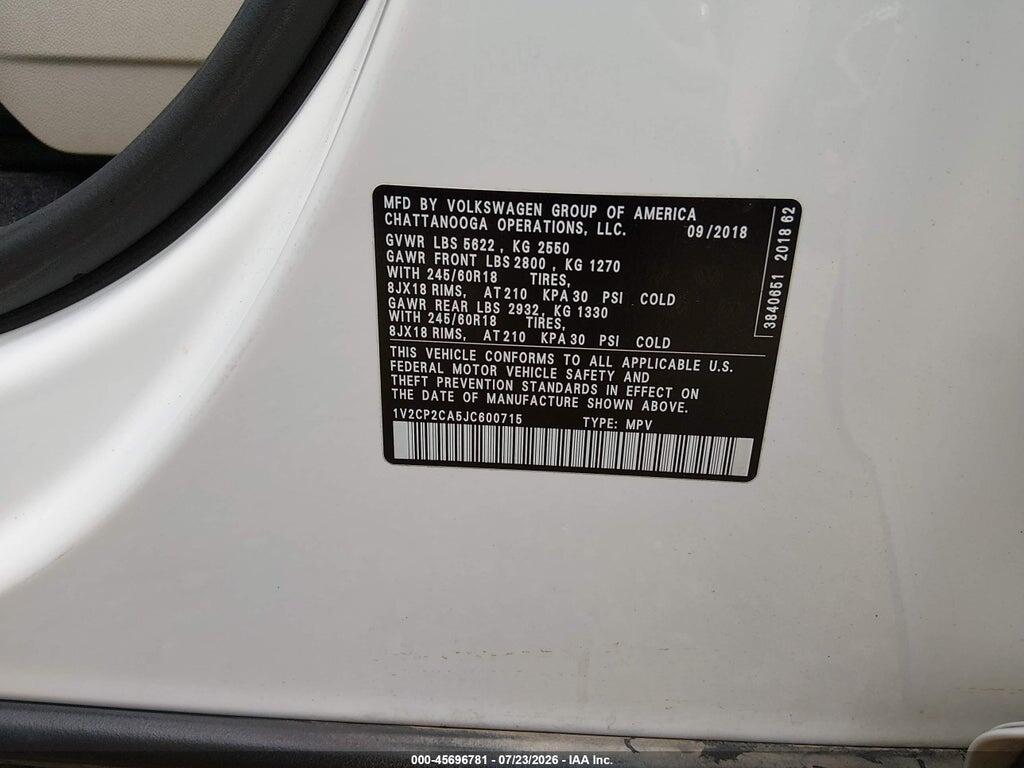 1V2CP2CA5JC600715 2018 VOLKSWAGEN ATLAS photo no. 9