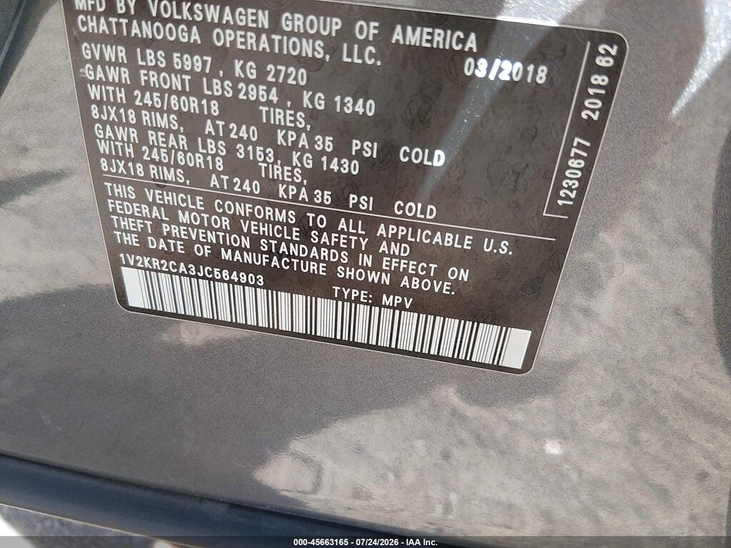 1V2KR2CA3JC564903 2018 VOLKSWAGEN ATLAS photo no. 9