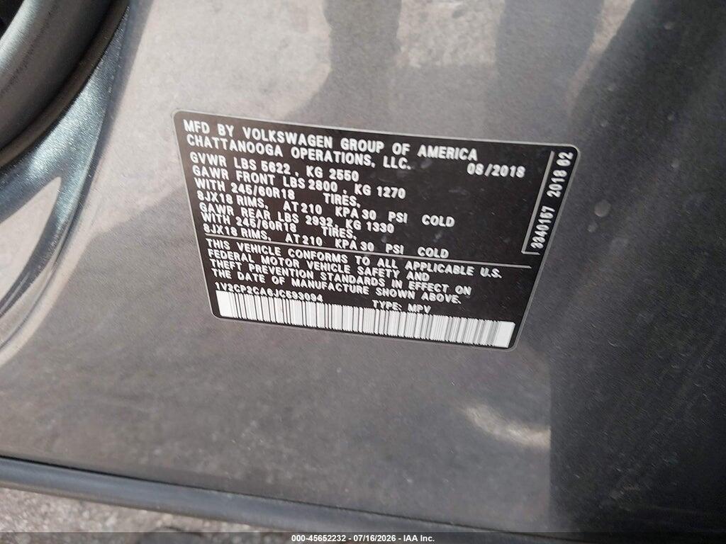 1V2CP2CA6JC593094 2018 VOLKSWAGEN ATLAS photo no. 9