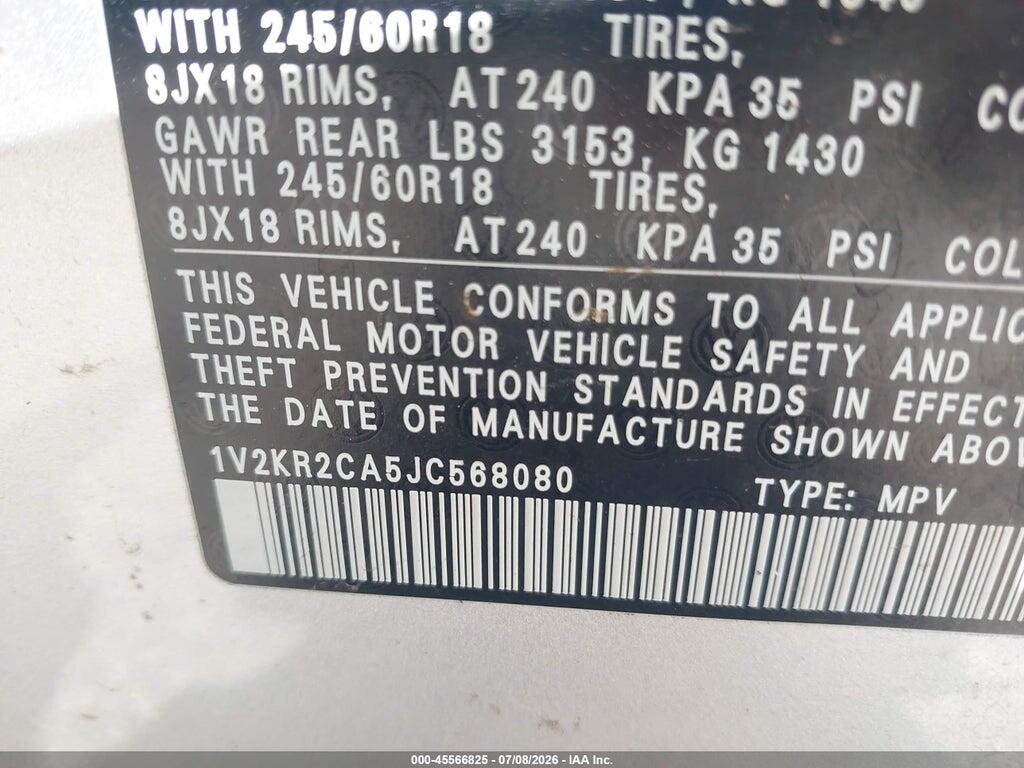 1V2KR2CA5JC568080 2018 VOLKSWAGEN ATLAS photo no. 9