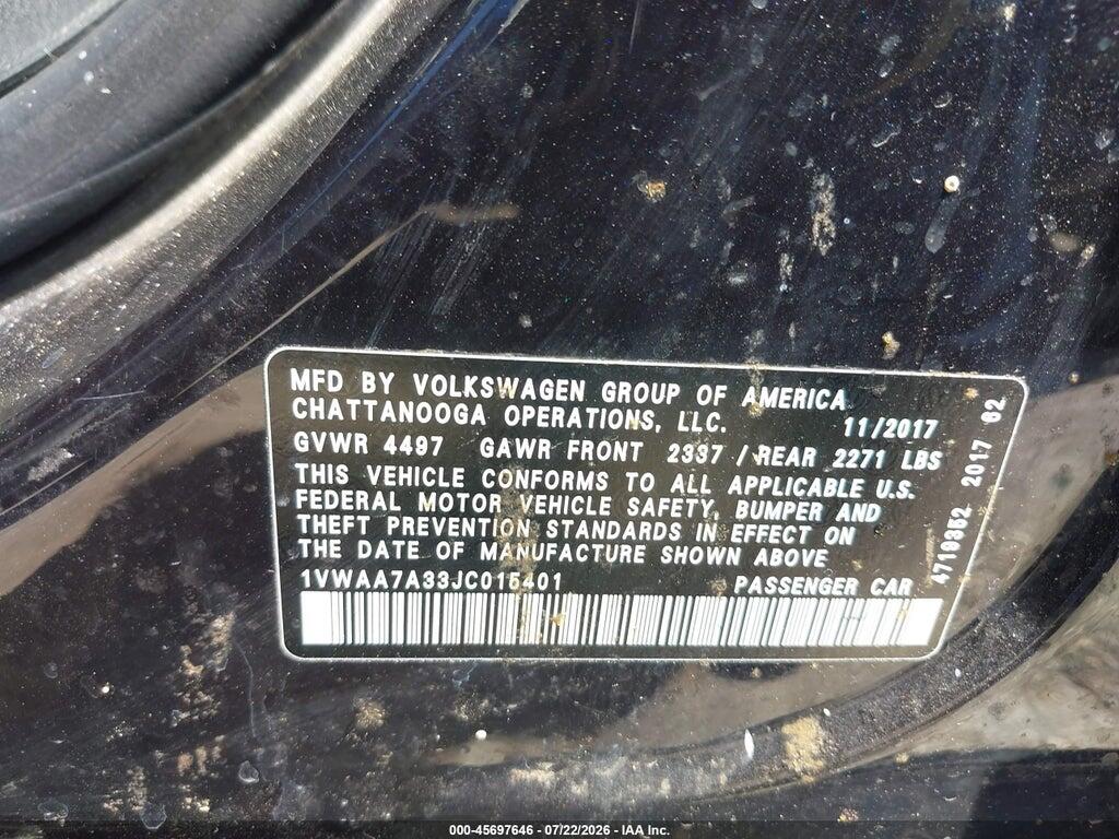 1VWAA7A33JC015401 2018 VOLKSWAGEN PASSAT photo no. 9