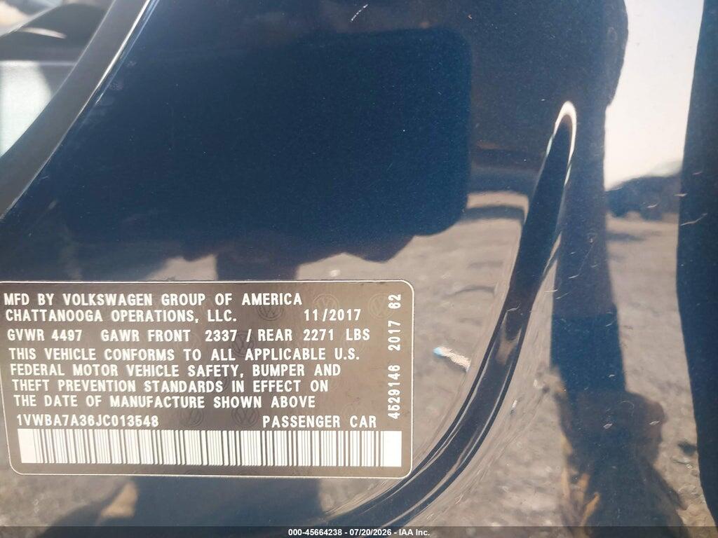 1VWBA7A36JC013548 2018 VOLKSWAGEN PASSAT photo no. 4