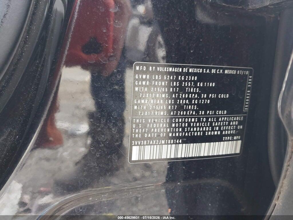 3VV3B7AX2JM188144 2018 VOLKSWAGEN TIGUAN photo no. 9