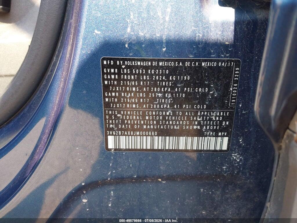 3VV2B7AX8JM000660 2018 VOLKSWAGEN TIGUAN photo no. 9