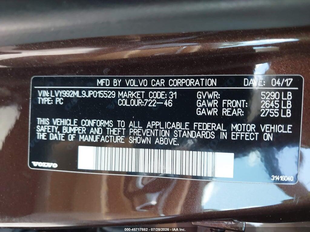 LVY992ML9JP015529 2018 VOLVO S90 photo no. 9
