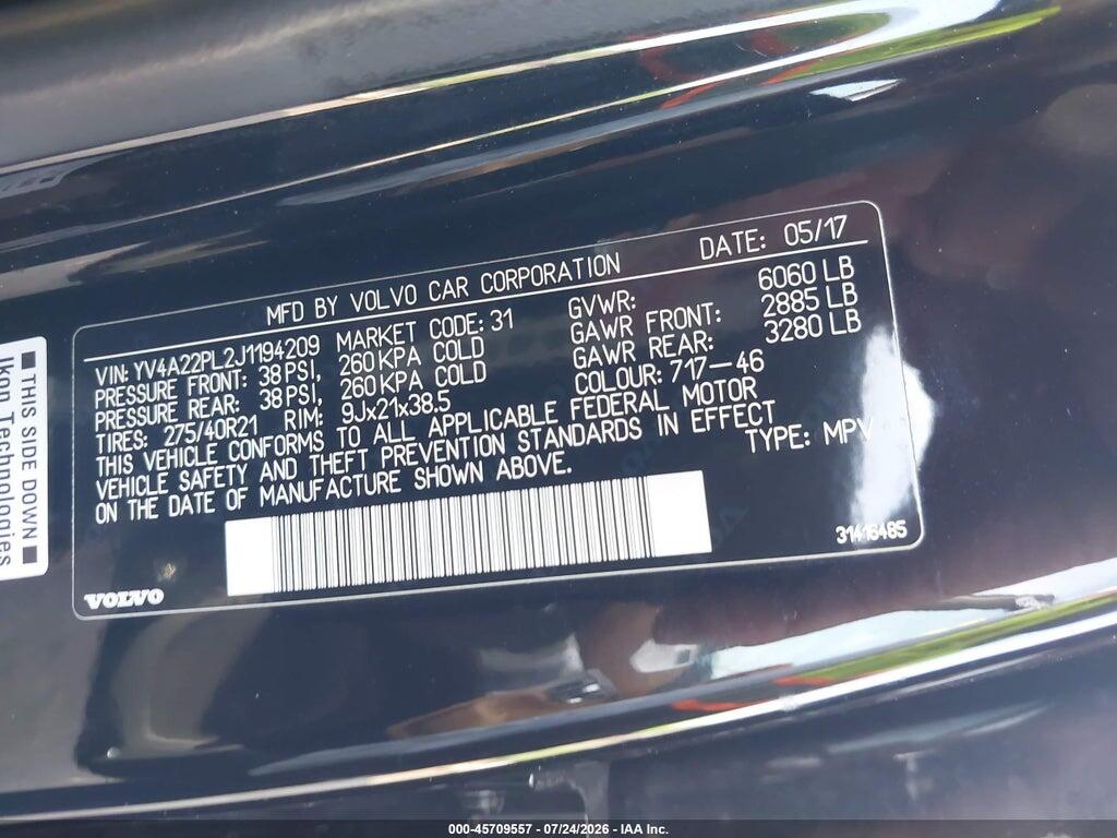 YV4A22PL2J1194209 2018 VOLVO XC90 photo no. 9