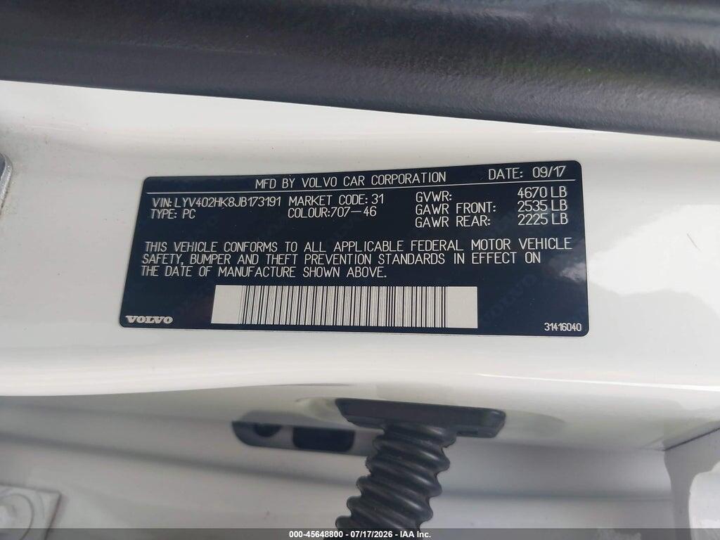 LYV402HK8JB173191 2018 VOLVO S60 INSCRIPTION photo no. 9