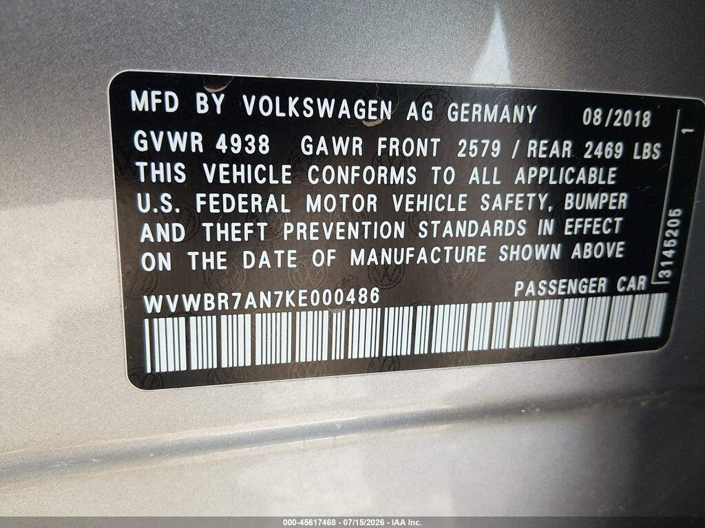 WVWBR7AN7KE000486 2019 VOLKSWAGEN ARTEON photo no. 9
