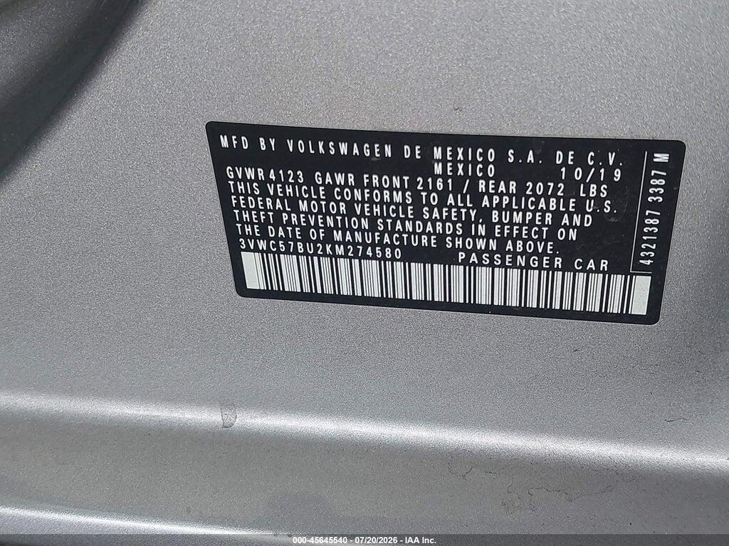 3VWC57BU2KM274580 2019 VOLKSWAGEN JETTA photo no. 9
