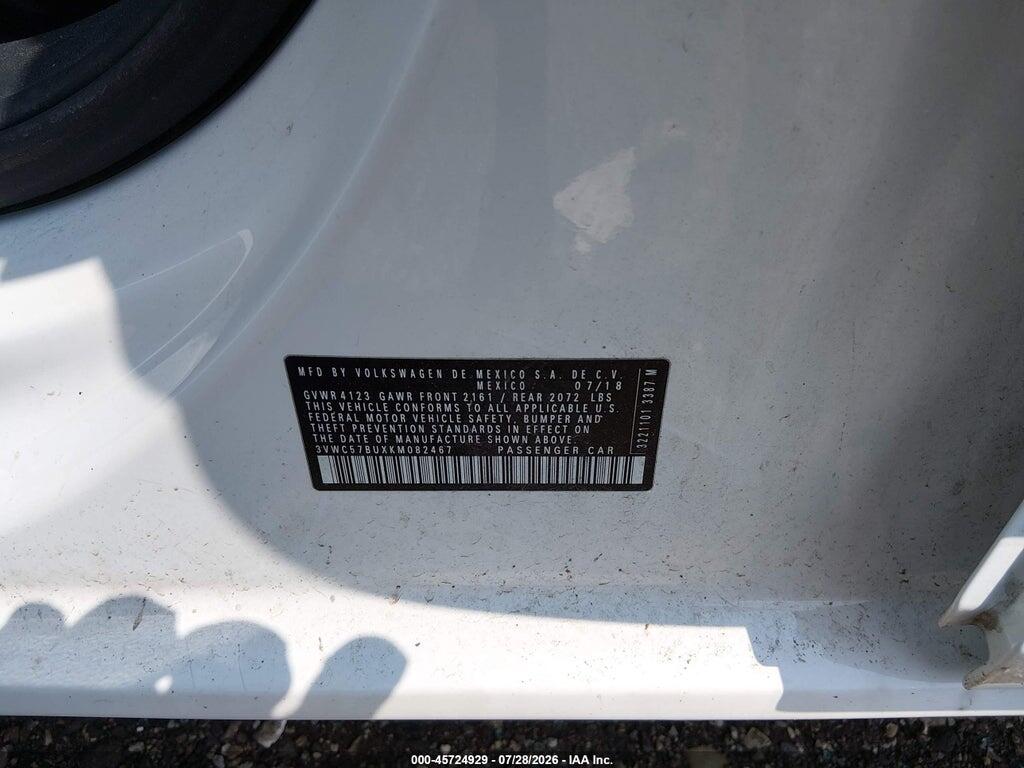 3VWC57BUXKM082467 2019 VOLKSWAGEN JETTA photo no. 9