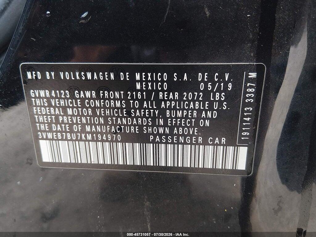 3VWEB7BU7KM194970 2019 VOLKSWAGEN JETTA photo no. 9