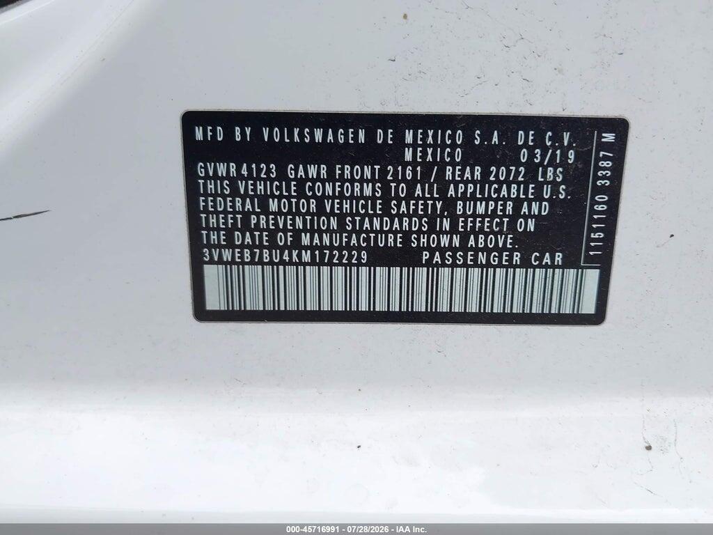 3VWEB7BU4KM172229 2019 VOLKSWAGEN JETTA photo no. 9
