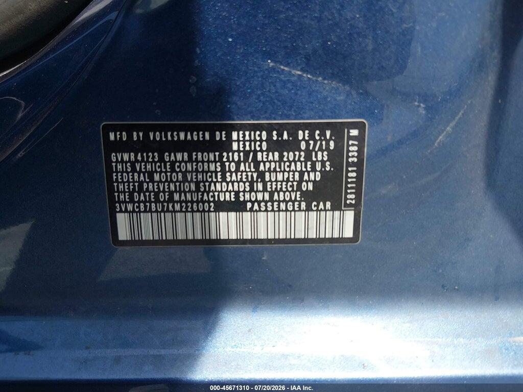 3VWCB7BU7KM226002 2019 VOLKSWAGEN JETTA photo no. 9