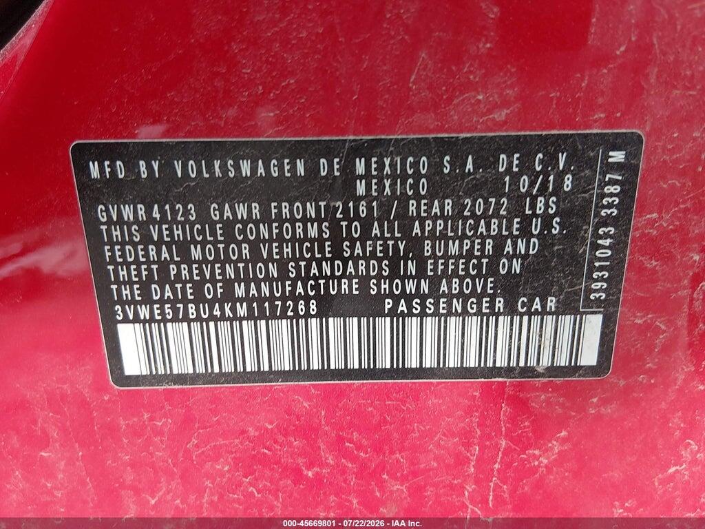 3VWE57BU4KM117268 2019 VOLKSWAGEN JETTA photo no. 9