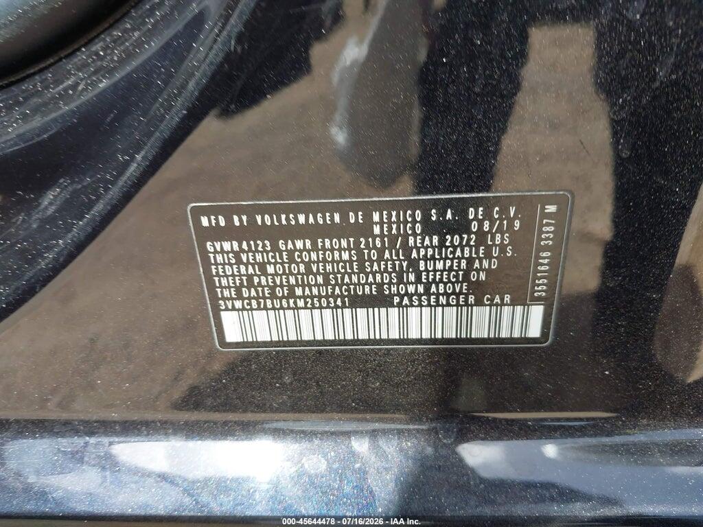 3VWCB7BU6KM250341 2019 VOLKSWAGEN JETTA photo no. 9