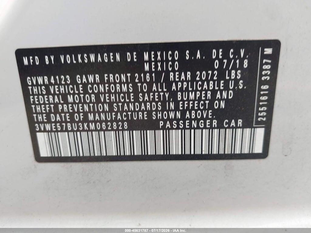 3VWE57BU3KM062828 2019 VOLKSWAGEN JETTA photo no. 9