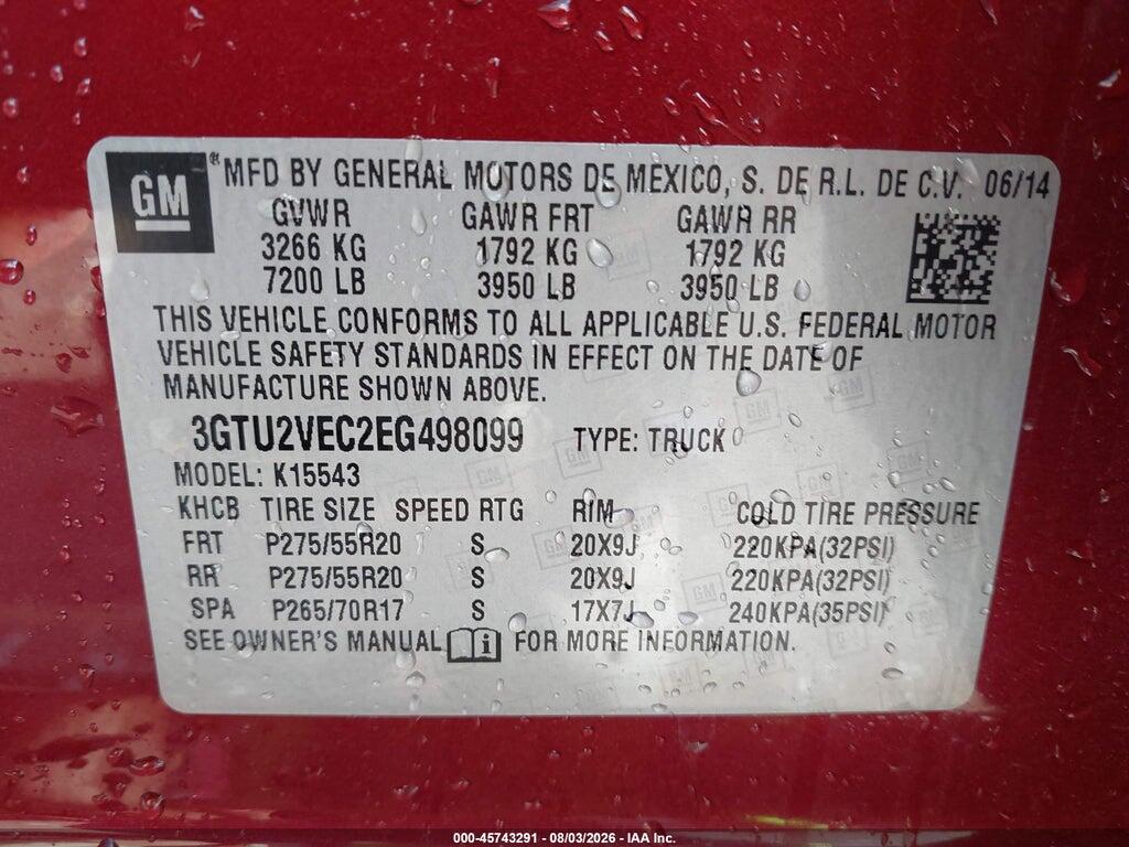 3GTU2VEC2EG498099 2014 GMC SIERRA 1500 photo no. 9