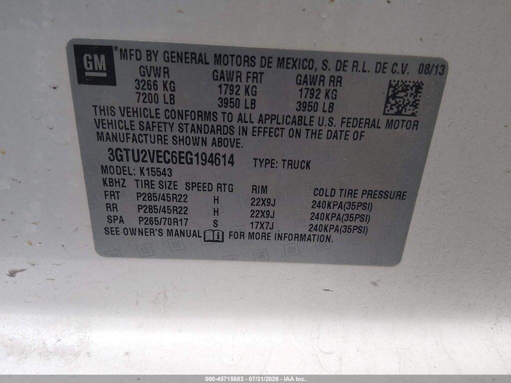 3GTU2VEC6EG194614 2014 GMC SIERRA 1500 photo no. 9
