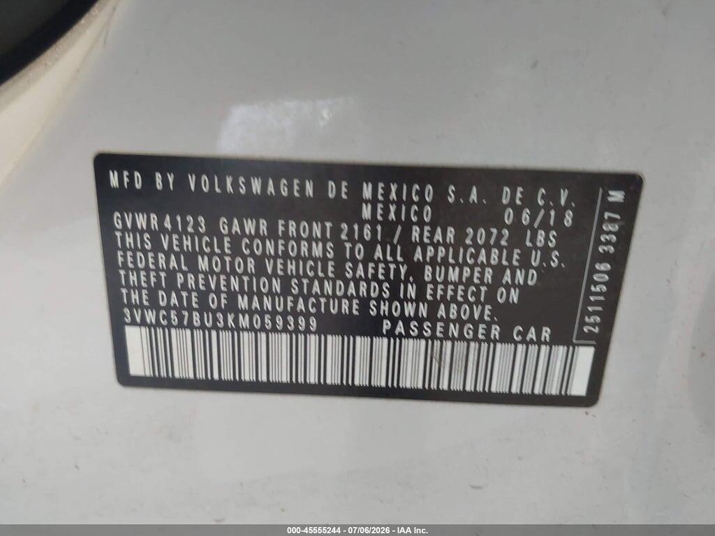 3VWC57BU3KM059399 2019 VOLKSWAGEN JETTA photo no. 9