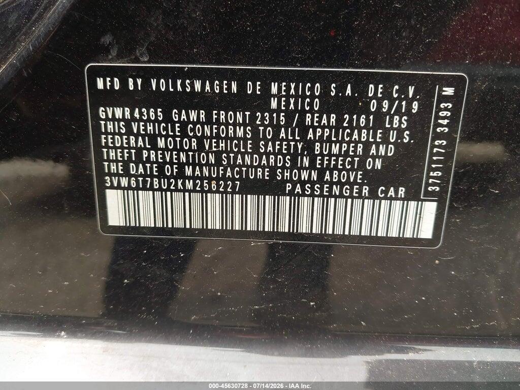 3VW6T7BU2KM256227 2019 VOLKSWAGEN JETTA GLI photo no. 9