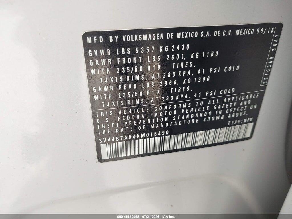 3VV4B7AX4KM015490 2019 VOLKSWAGEN TIGUAN photo no. 9