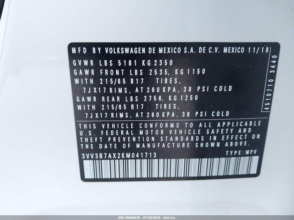 3VV3B7AX2KM041713 2019 VOLKSWAGEN TIGUAN photo no. 9