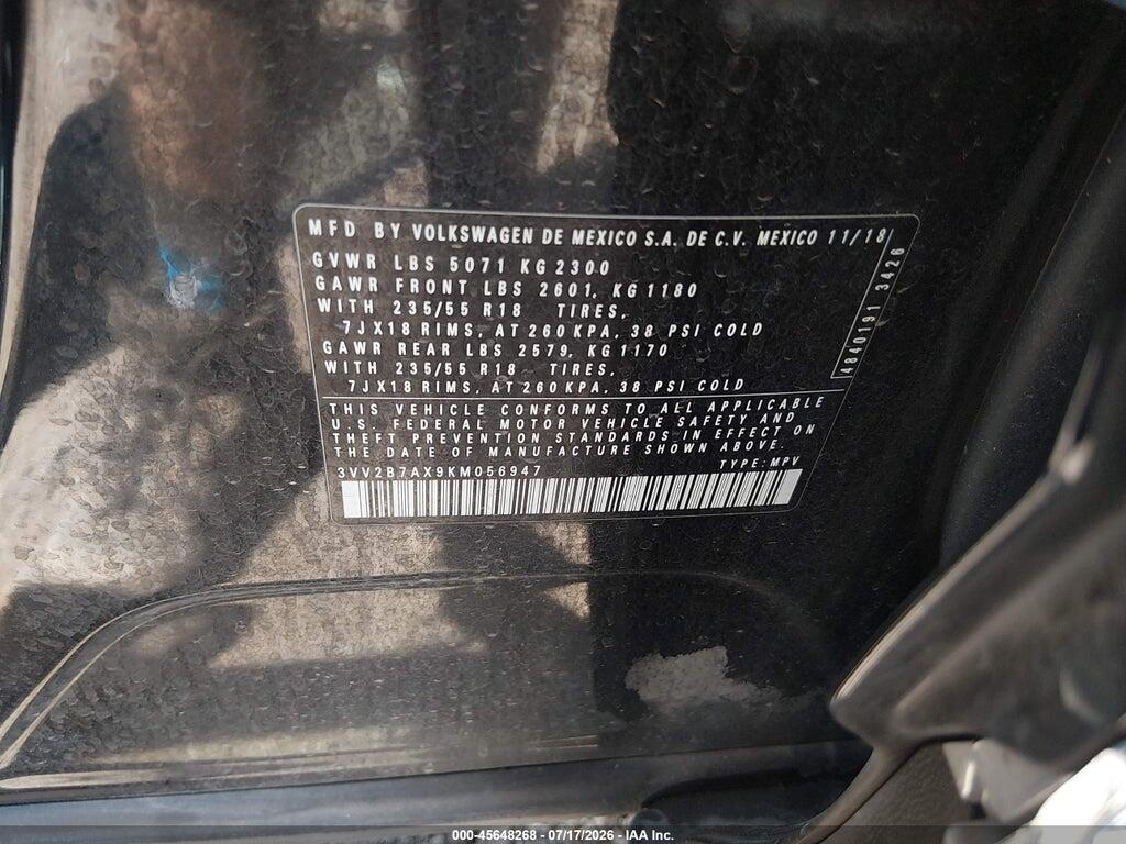 3VV2B7AX9KM056947 2019 VOLKSWAGEN TIGUAN photo no. 9