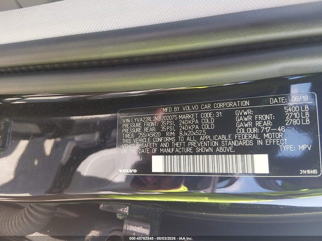 LYVA22RL2KB202075 2019 VOLVO XC60 photo no. 9